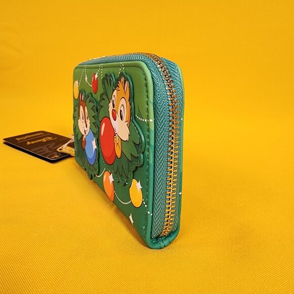 Loungefly Disney Chip N Dale Holiday Ornaments Christmas Tree Zip Around Wallet - Picture 6 of 10